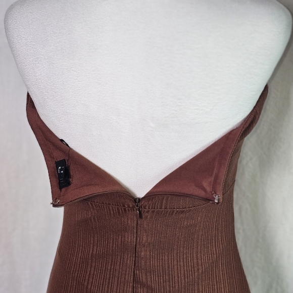 NBD by Revolve Britta Midi Cut Out Dress Brown Strapless Sz S - Picture 9 of 15